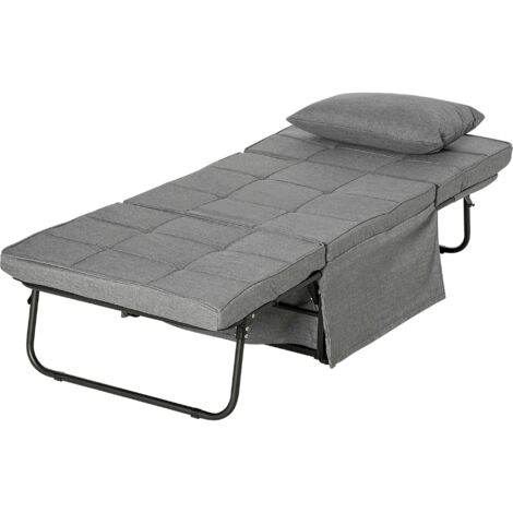 Pouf Letto Pieghevole Multiuso 4 in 1 con Schienale Reclinabile a 5 Livelli Grigio