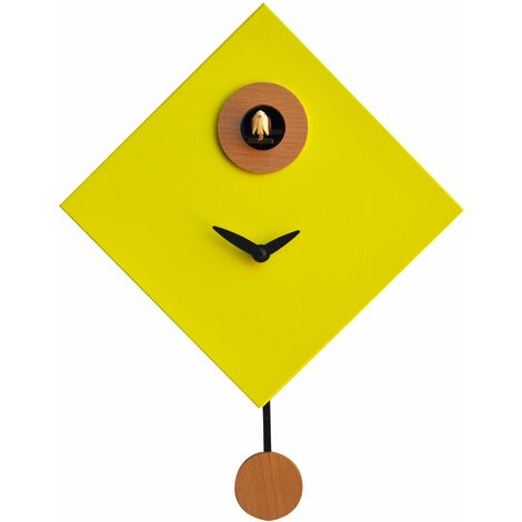 Orologio a Cucù da Parete 25x25x11cm Pirondini Italia Rombino Giallo (1/3)
