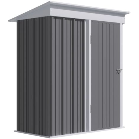 Casetta da Giardino Porta Attrezzi 161x95x163/181cm in Acciaio con Porta Bloccabile Grigio