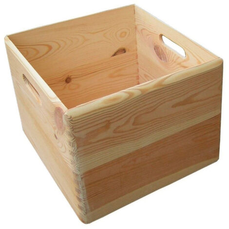 Contenitore Box Salvaspazio Sovrapponibile 30x30x30 cm in Legno di Pino Naturale