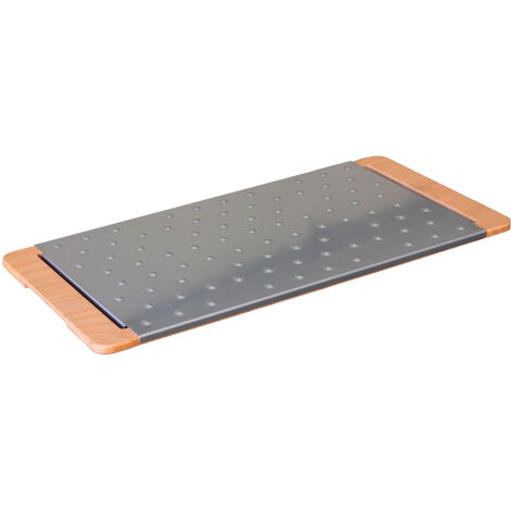 Tagliere da Cucina 75x30 cm In Legno e Acciaio Giusto