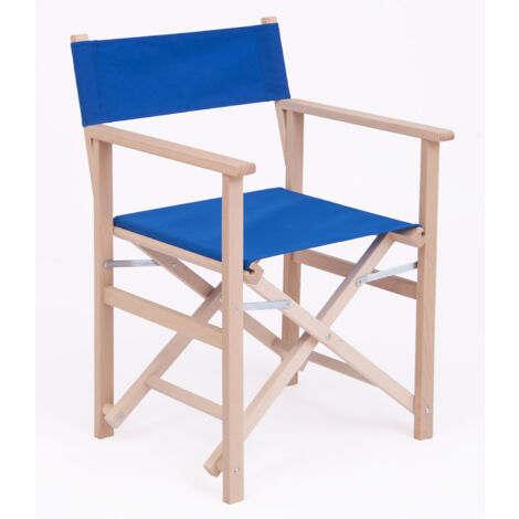 Sedia Regista Pieghevole da Giardino 55x57xh85 cm in Legno Faggio Massello Blu