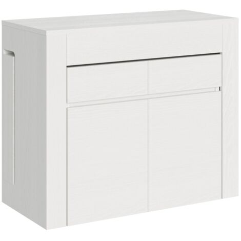 Consolle Tavolo Allungabile 90-302x42x75 cm Evolve Bianco Frassino con Panca Inferiore e Superiore (1/5)