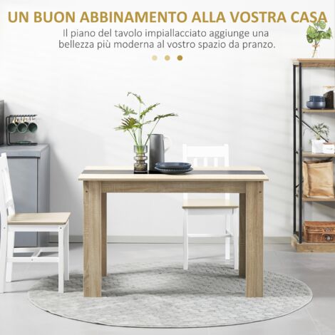 Tavolo Da Pranzo Homcom - 120x69x75cm, Per 4-6 Persone, Legno E Nero - Foto 6
