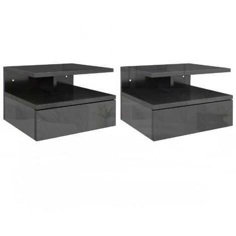 Maupvit Set di 2 comodini galleggianti neri, da parete, con