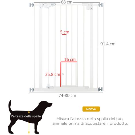 Cancello Di Sicurezza Per Animali Domestici E Bambini – Alto 104 Cm, Regolabile Da 76 A 146 Cm, Montaggio A Pressione, Senza Fori