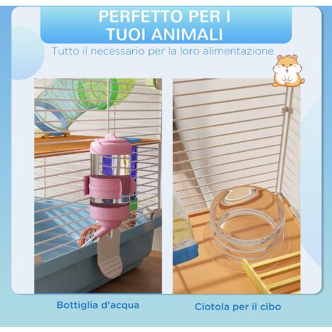 Gabbia Per Criceto Completa - Con Rotella, Mangiatoia E Casetta, 34x23.5x29 Cm - Foto 5