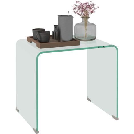Tavolino da Salotto in Vetro Temperato Design Monoblocco Moderno 50x40x45 cm (1/5)