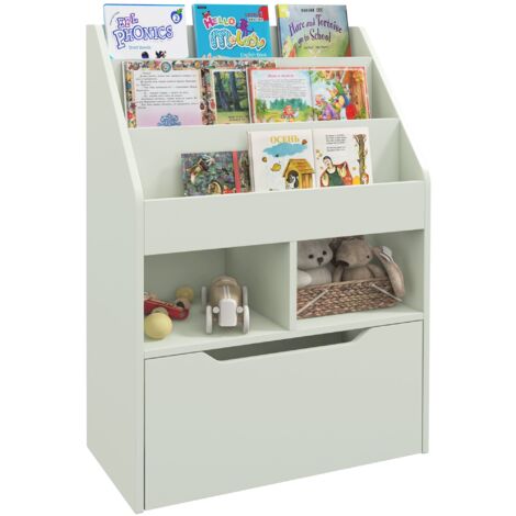 Libreria per Bambini con Ripiani Mensole e Cassetto 60x29,9x90 cm in MDF Verde (1/5)
