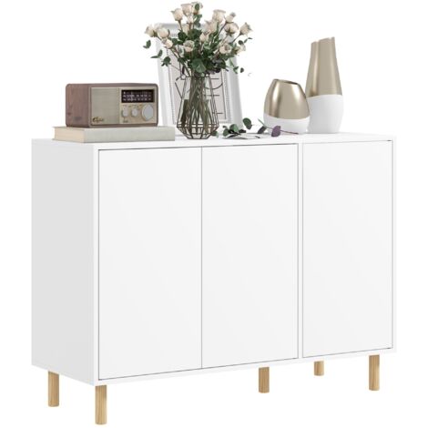 Credenza Moderna 2 Armadietti a 3 Ripiani Regolabili 107x40x80 cm Bianca (1/5)