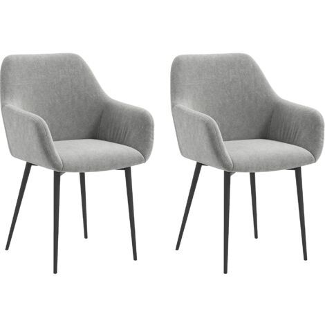 Set 2 Sedie Imbottite Stile Nordico 54x57x80 cm Tessuto Effetto Velluto Grigio Scuro (1/5)