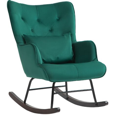 Poltrona A Dondolo Verde Chiaro In Velluto Con Sgabello - Design Moderno E Comodo Per Sala E Camera - Foto 3