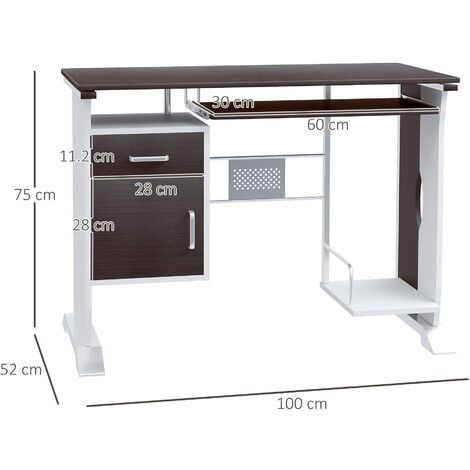 Scrivania da Ufficio Porta PC Cassetti in Legno Marrone 100x52x75 cm