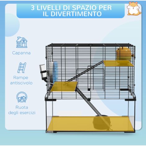 Grande Gabbia Per Criceti A Due Piani Con Ruota Per Esercizio – Habitat Trasparente In Acrilico, Facile Da Pulire E Con Divisori Per Più Animali