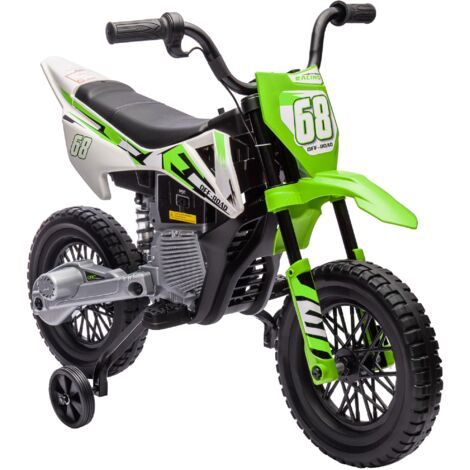 Moto Elettrica per Bambini con Rotelle e Indicatore di Carica Verde