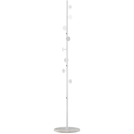 Il Numero 1 Del Risparmio-ALBERO APPENDIABITI A 8 GANCI CON BASE ROTONDA IN BAMB¨, LEGNO E Metallo I37 8x175 6 Cm Color Legno E Bianco Main