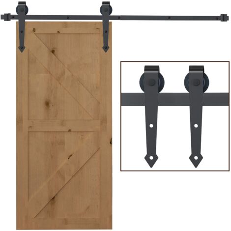 Binario per Porta Scorrevole Singola Stile Rustico 200x4x0,6 cm in Acciaio al Carbonio Marrone (1/5)