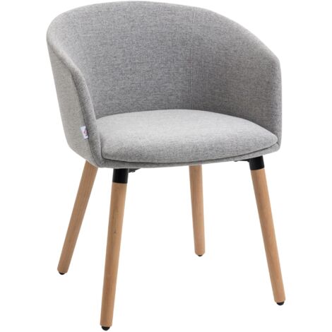 Sedia Moderna HOMCOM Con Braccioli | Imbottita In Tessuto Effetto Lino | Gambe Acciaio | Grigio - Foto 8