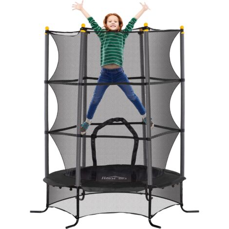Trampolino Elastico per Bambini da 3 Anni Ø160 cm con Rete di Protezione Nero