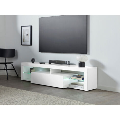 X-Rocker Carbon-Tek Mobile TV LED Bianco – 4 Ripiani, Luci RGB Personalizzabili Per Soggiorno Gaming, Finitura Lucida - 2