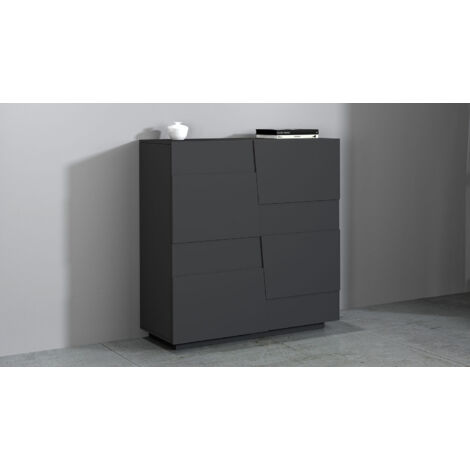 Credenza 2 Ante 120x44x126 cm Pongo 2A Grigio Antracite Opaco (1/5)