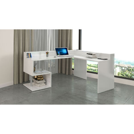 Scrivania Angolare a Giorno 180x160x60x92,5h cm Esse Bianco Lucido (1/5)