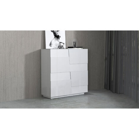 Credenza 2 Ante 120x44x126 cm Pongo 2A Bianco Lucido (1/5)