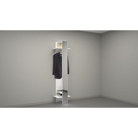 Mobile Appendiabiti con Specchio 50x32x191 cm Kompact Bianco Lucido (1/5)