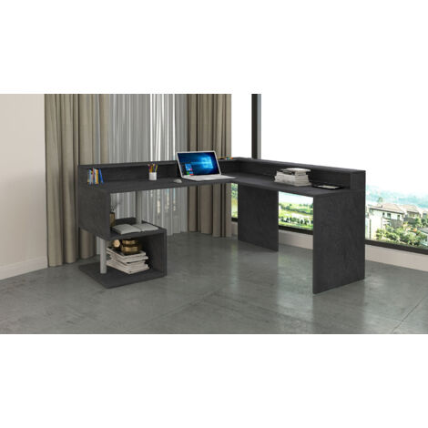 Scrivania Angolare a Giorno 181x160x60x92,5h cm Esse Report Grigio (1/5)
