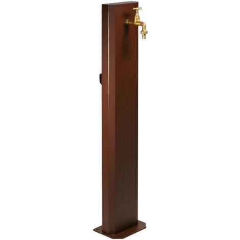Fontana da Giardino Design a Colonna Ovale Rubinetto in Ottone Senza Base Corten