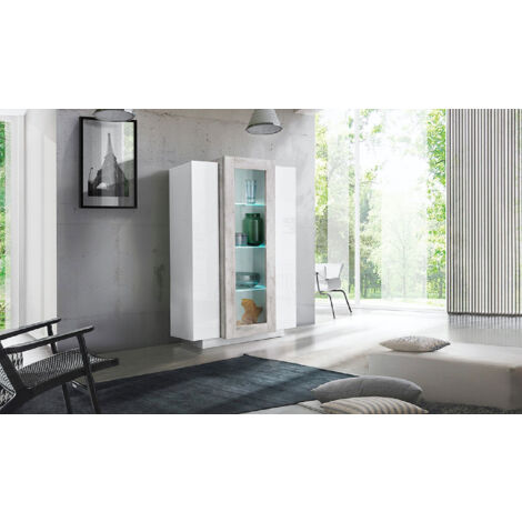 Vetrina 3 Ante 80x38x120,5 cm Coro Bianco/Cemento (1/4)