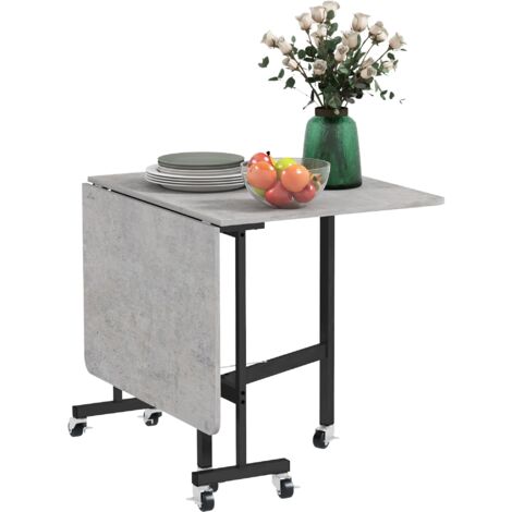 Tavolo Pieghevole Salvaspazio per 4-6 Persone con Ruote 120x80x73 cm Grigio