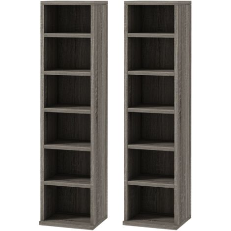 Set 2 Pezzi Mobile Libreria Porta CD 21x22,5x88,5 cm Grigio (1/5)