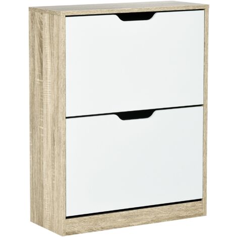 Scarpiera A Ribalta Smuxee Noce 60 Cm - 2 Cassetti Salvaspazio Per Ingresso Con Design Scanalato - 4