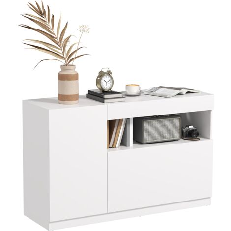 Credenza Mobile Basso Cucina con Ante Ammortizzate e Apertura a Pressione 120x40x75 cm Bianco (1/5)