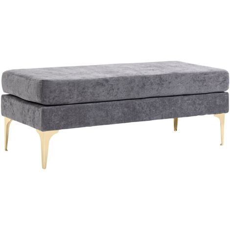 Panca Fondo Letto Imbottita a 2 Strati 121x50,5x46,5 cm in Tessuto Effetto Velluto Grigio Scuro
