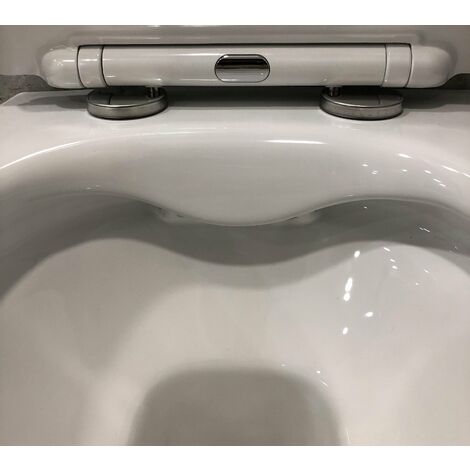 Coppia di Sanitari WC e Bidet Sospesi in Ceramica 48.5x36.5x36.5 cm Rimless Round Bianco