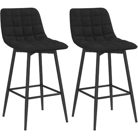 Set 2 Sgabelli da Cucina Stile Nordico 45x47x84 cm in Tessuto Effetto Velluto e Metallo Nero (1/5)