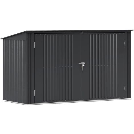 Copribidoni per 3 Cassonetti da 240L 233x105x118,5-133 cm con 2 Porte e Coperchio Grigio Scuro
