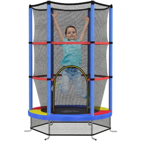 Tappeto Elastico per Bambini 3-6 Anni Ø140x190 cm con Rete di Protezione Multicolore