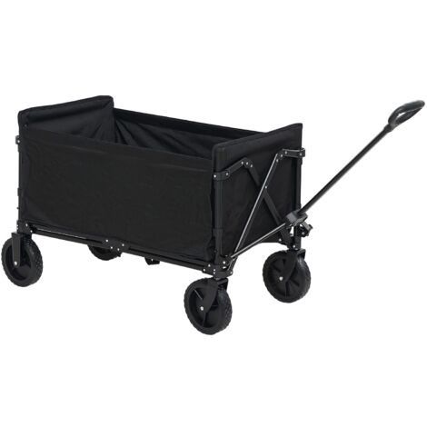 Carrello da Giardino 90x48x62 cm da 120L Pieghevole in Acciaio e Poliestere Nero