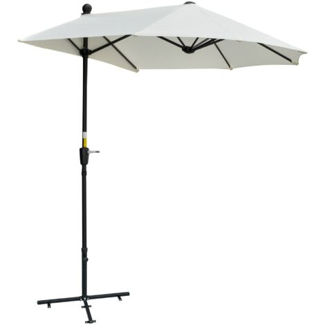 Ombrellone Semicircolare 200x190x240 cm Tettuccio Anti UV Crema