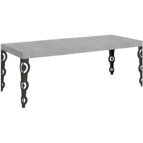 Tavolo Allungabile 200-304x90x77 cm Karamay Premium Cemento Telaio Antracite (1/4)