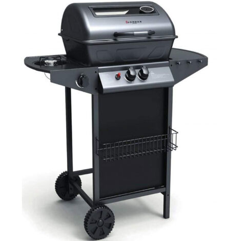 Barbecue a Gas 2,9 kw Alabama Superficie di Cottura in Pietra Lavica Nero