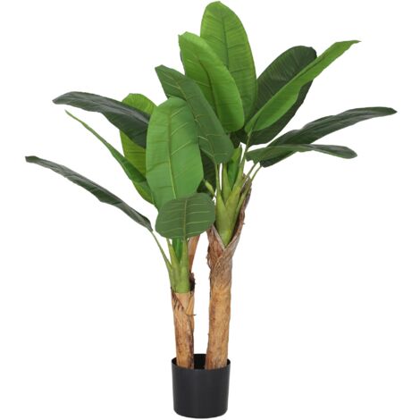 Pianta Artificiale di Banano 120 H cm per Interni con Vaso Nero (1/5)