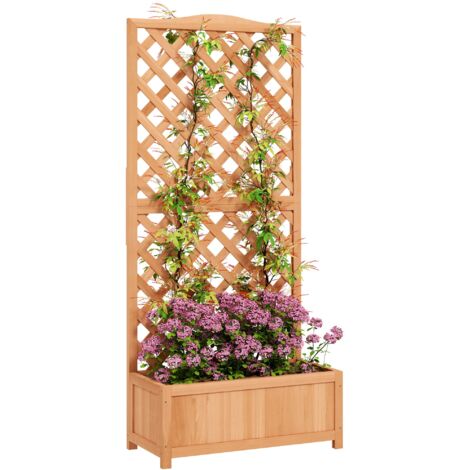 Fioriera con Traliccio per Rampicanti 76x36x170 cm con Fondo Ampio in Legno di Abete