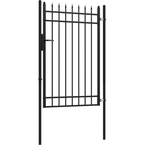Cancello da Giardino di Sicurezza con Serratura 107x204 cm in Acciaio Zincato Nero