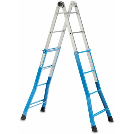 Scala Telescopica in Acciaio 4+4 Gradini Fadi Everest Azzurra (1/3)