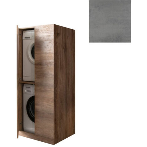 Mobile Lavanderia a Colonna per Lavatrice e Asciugatrice con Ante 70x70x174A cm in Nobilitato Unika Grigio Cemento