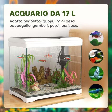 Acquario Desktop In Acrilico Con Filtro E Pompa Ad Aria – Kit Avviamento Per Casa O Ufficio, Design Elegante E Silenzioso